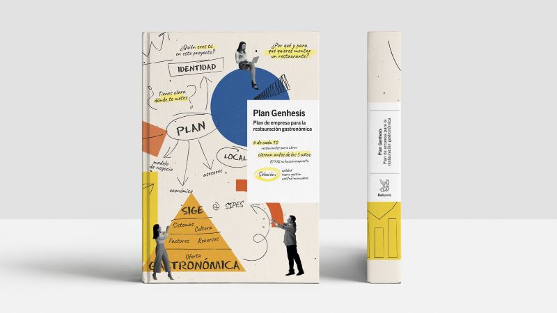 Imatge del llibre de Ferran Adri&agrave; dempeus sobre una taula, amb un fons blanc