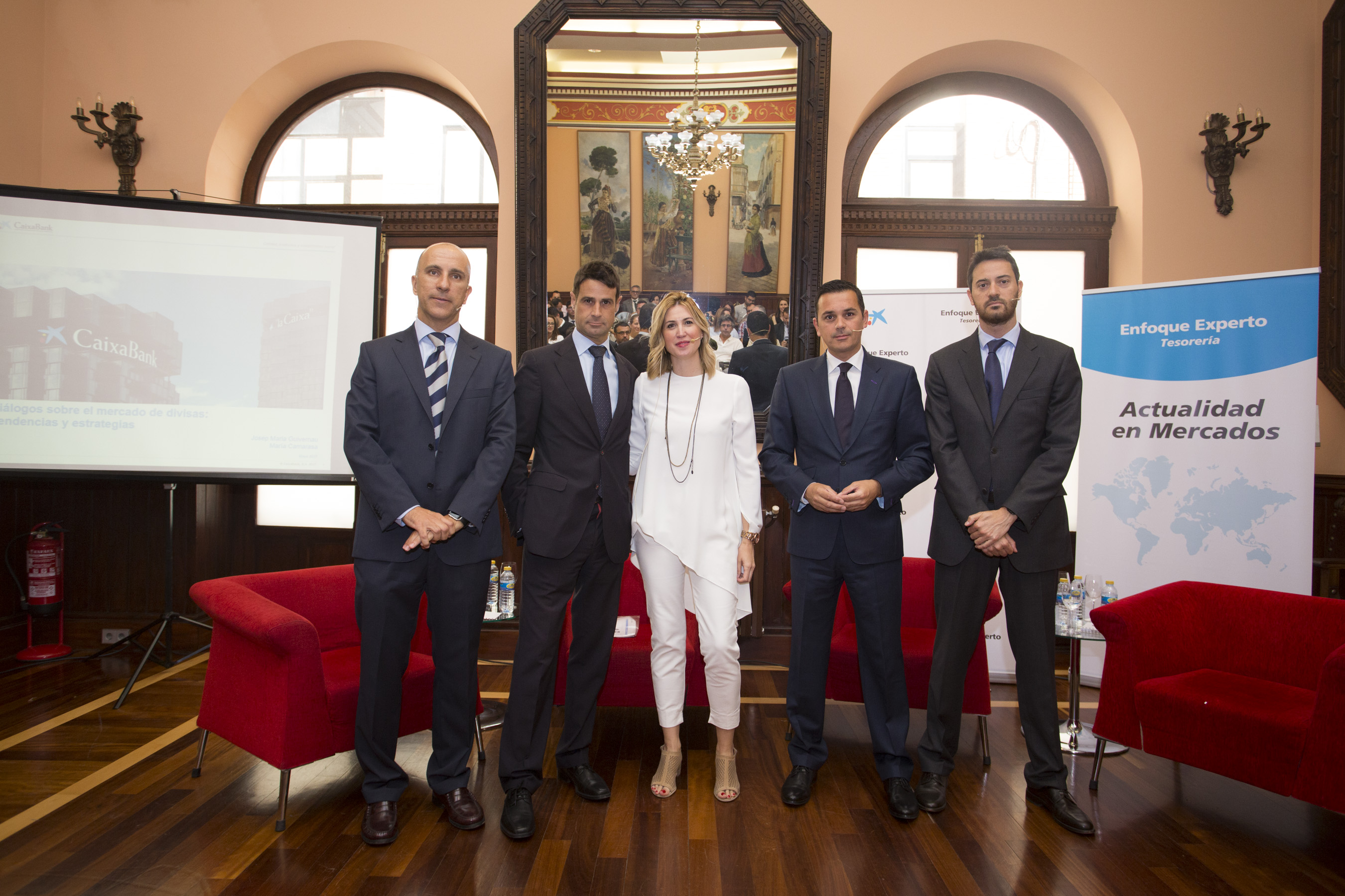 D’esquerra a dreta, Josep Mª Guivernau, Daniel Caballero, María Camarasa, Sameer Samhan i Jordi Ribalta