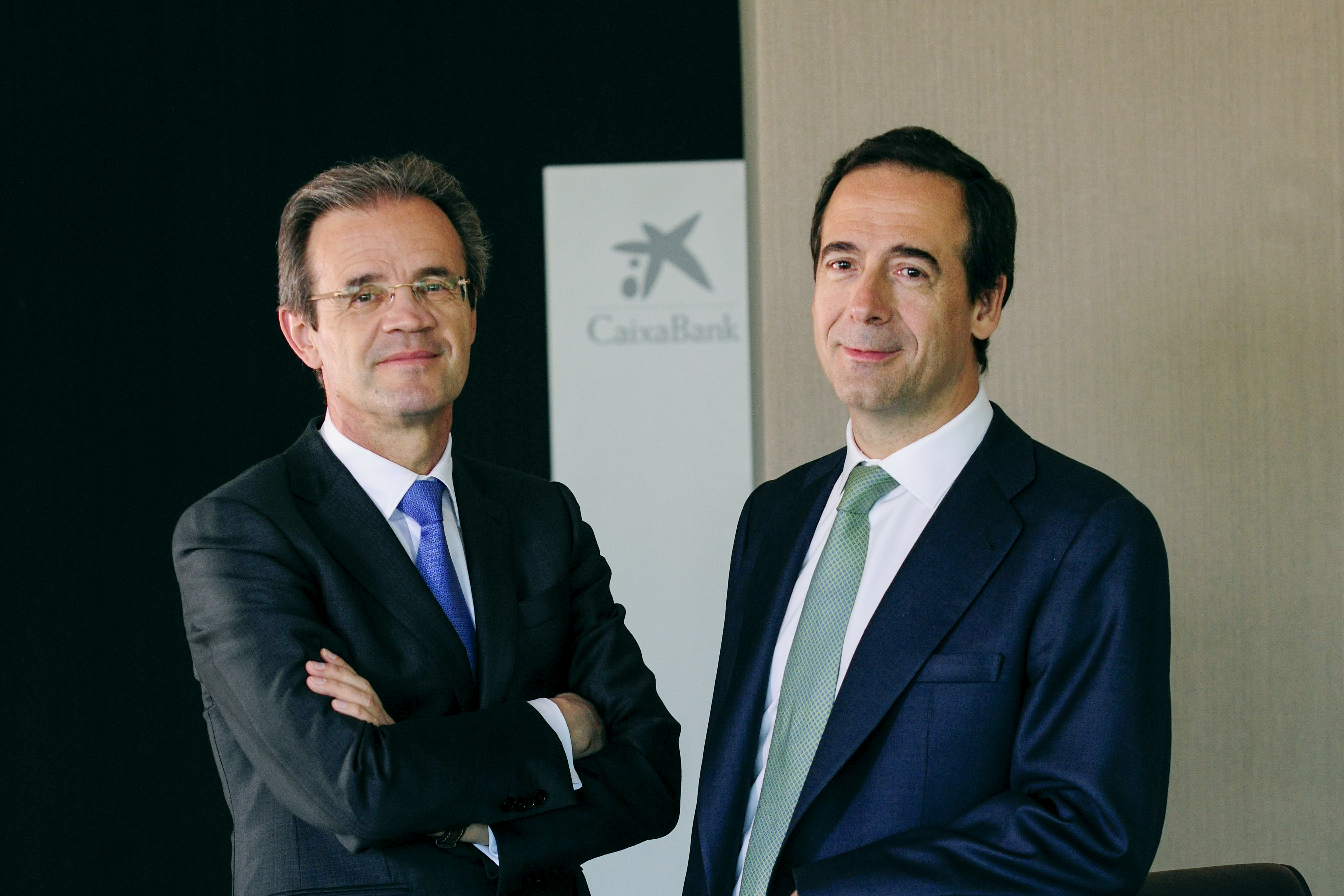 El presidente de CaixaBank, Jordi Gual, y el consejero delegado, Gonzalo Gortázar.