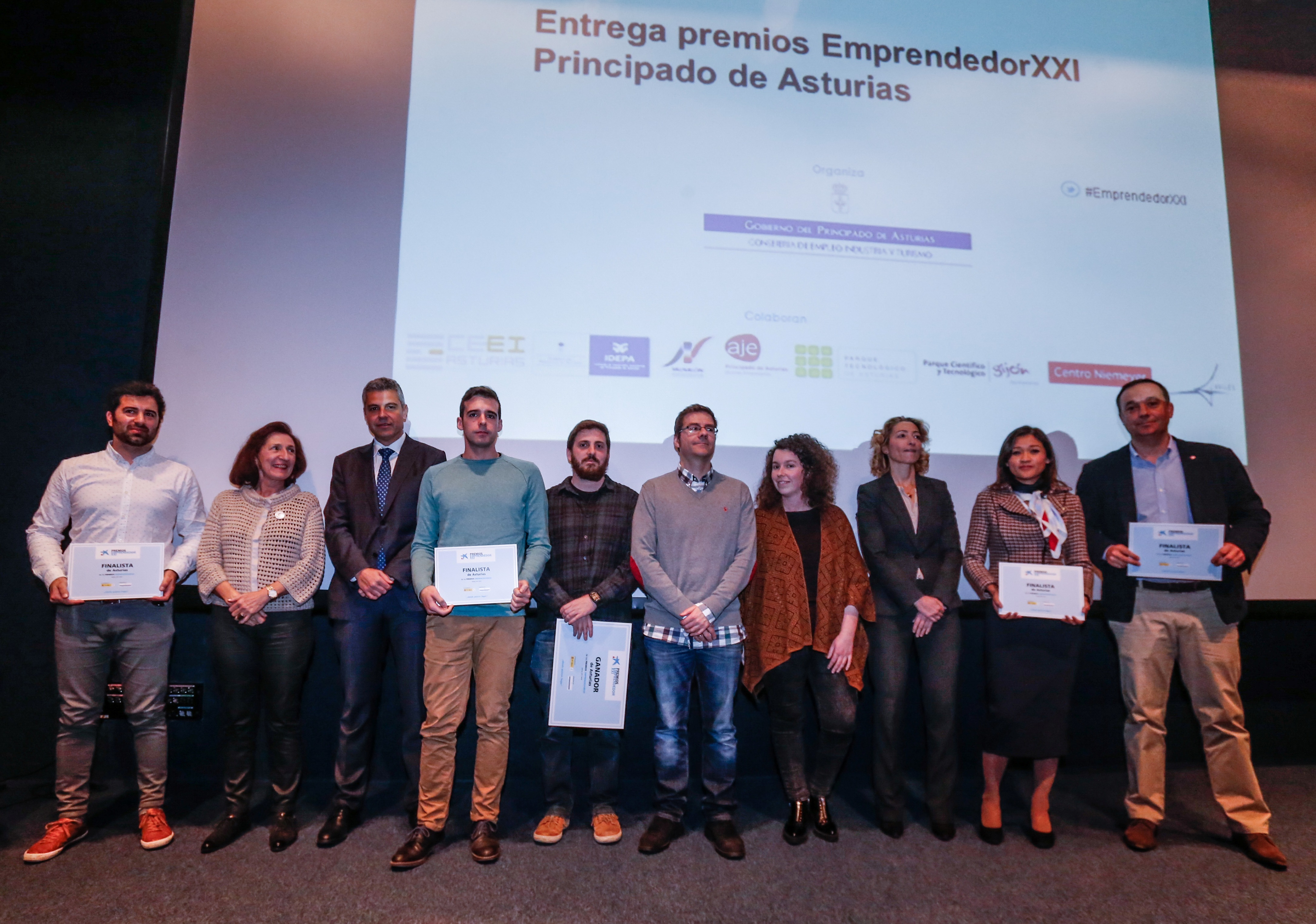 Ganador y finalistas de los Premios EmprendedorXXI en Asturias
