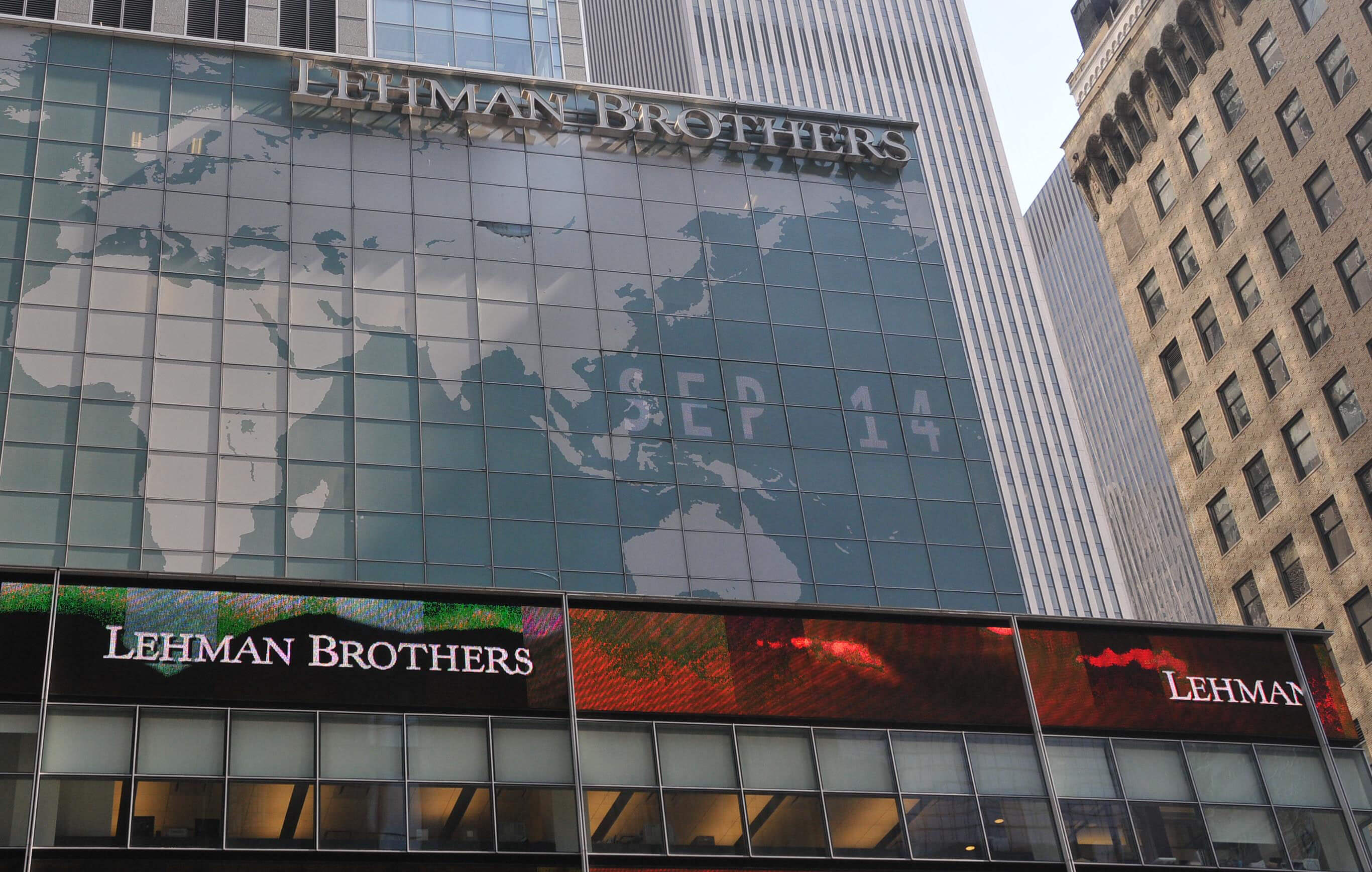 Foto de Zuma Press de la sede central de Lehman Brothers en septiembre de 2008