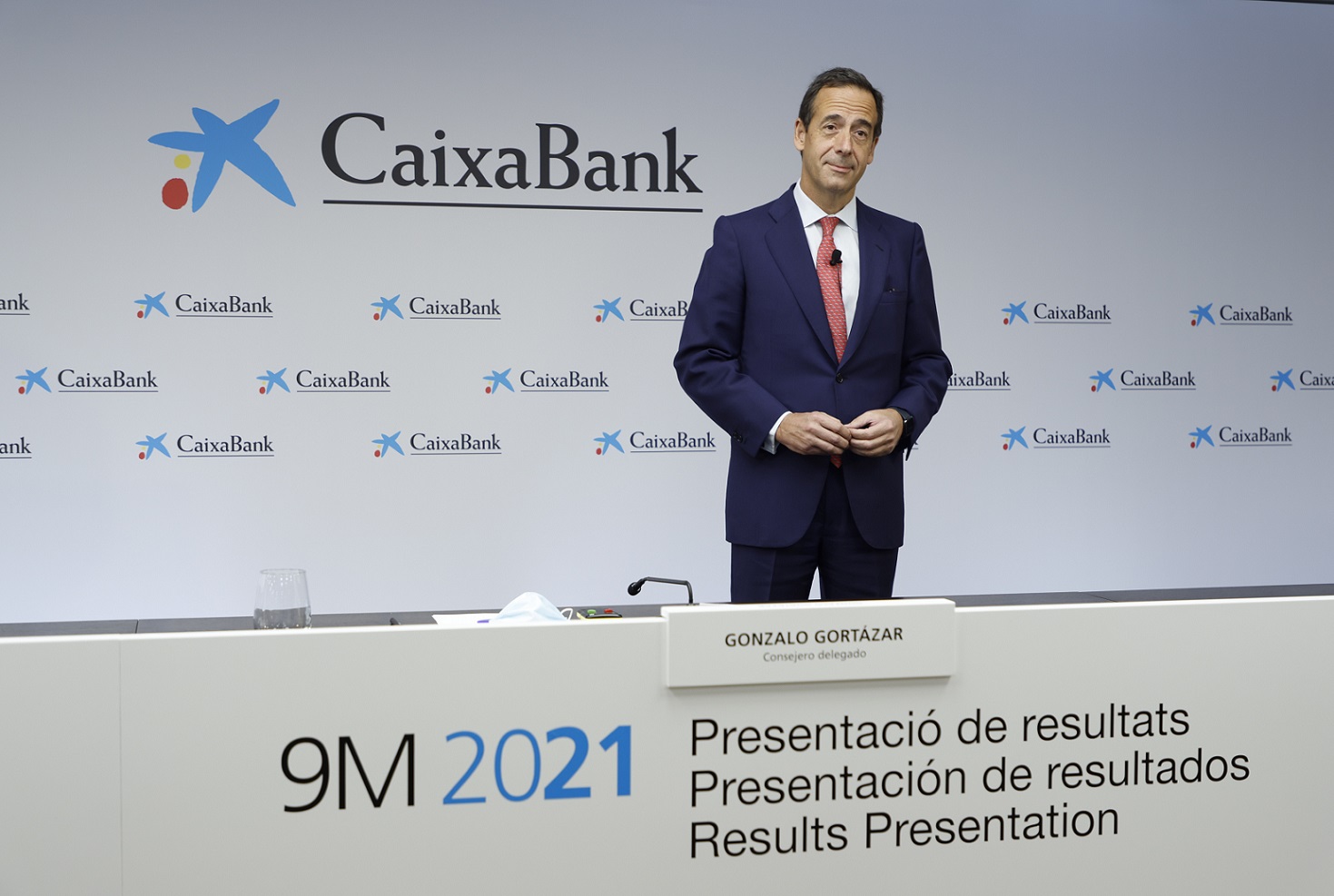 Gonzalo Gortázar, en la rueda de prensa de resultados CaixaBank 9M2021