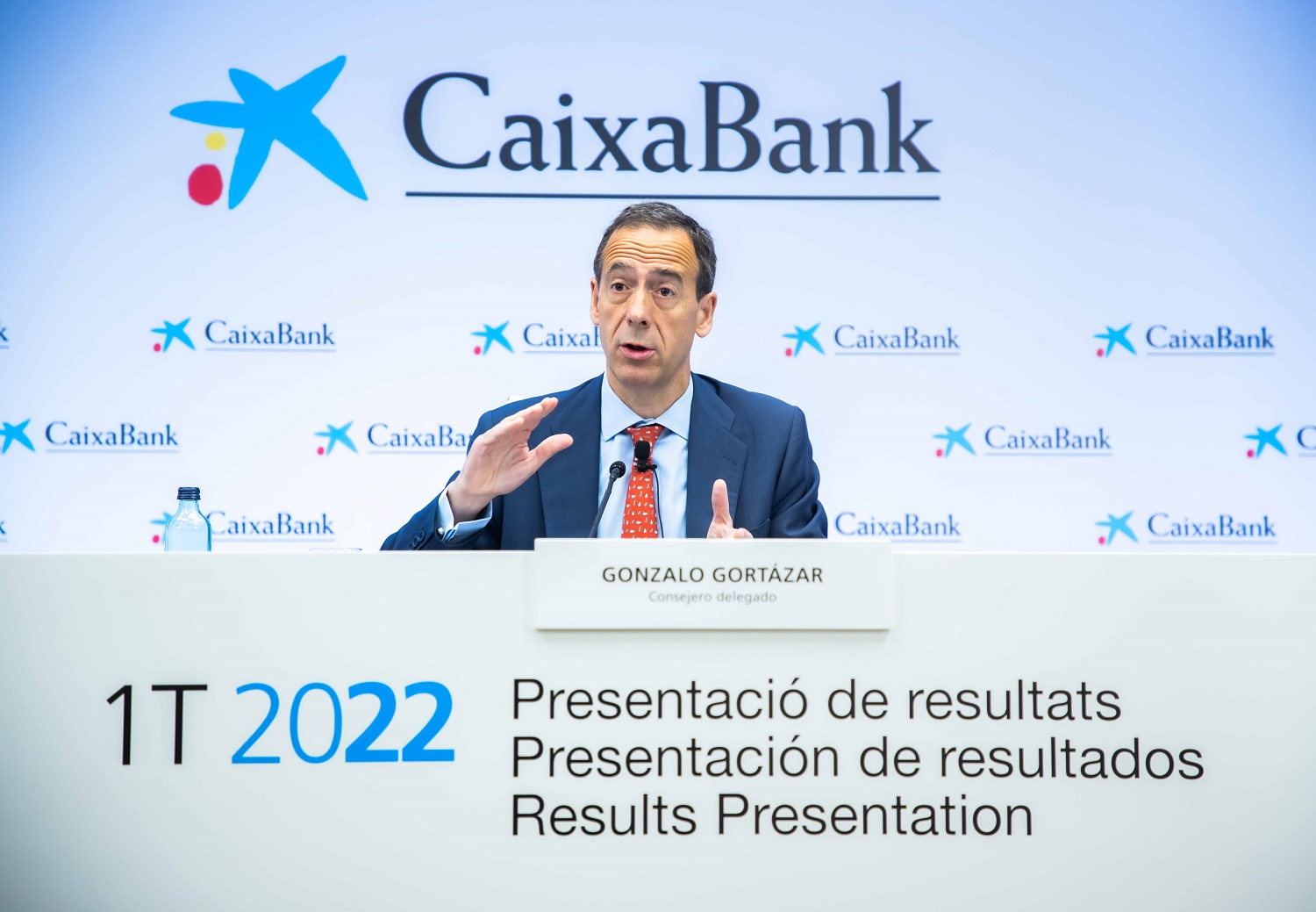 Gonzalo Gortázar, consejero delegado de CaixaBank, en la presentación de resultados