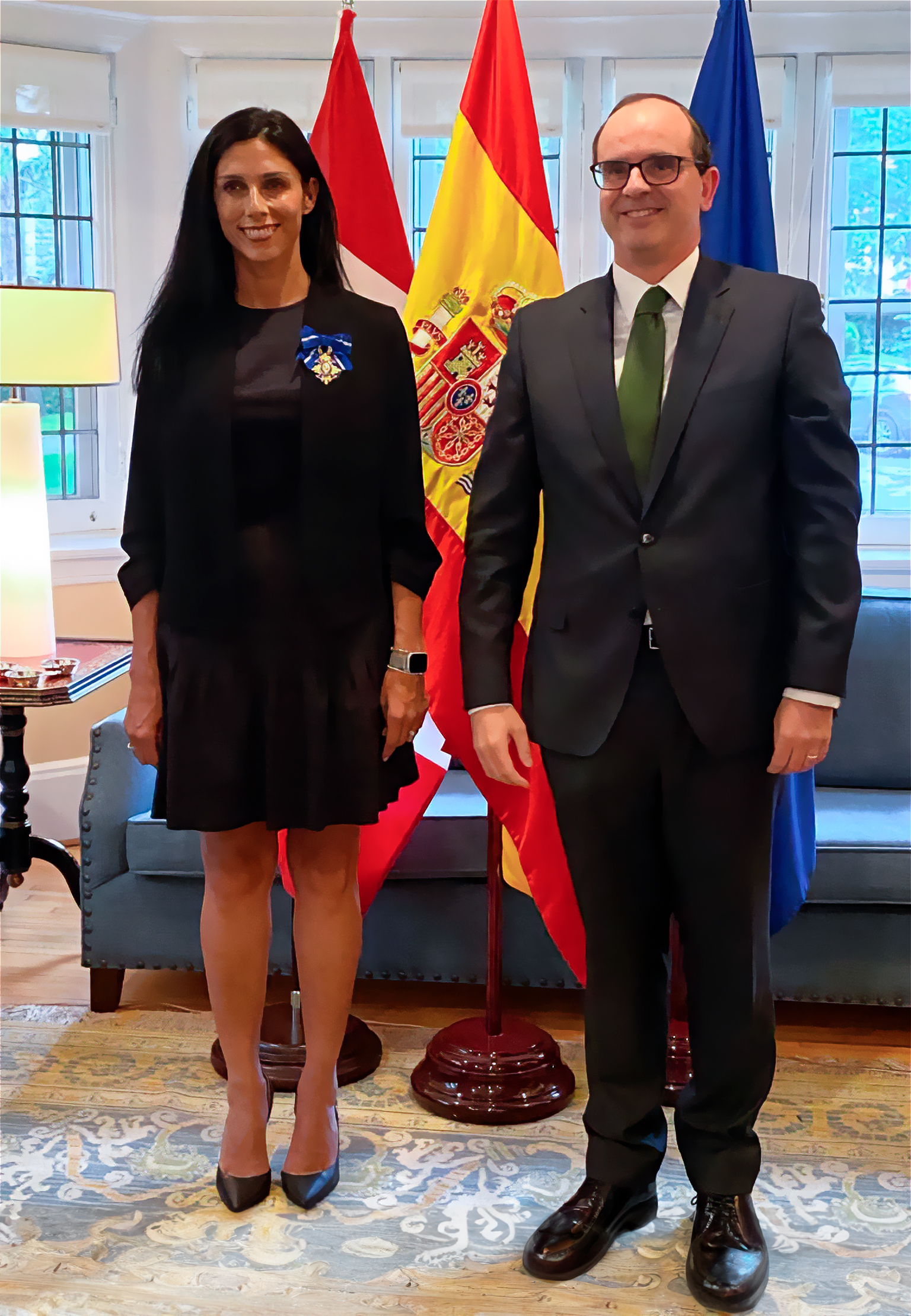 Bárbara Carmona with His Excellency Alfredo Martínez Serrano, ambassador of Spain in Canada.