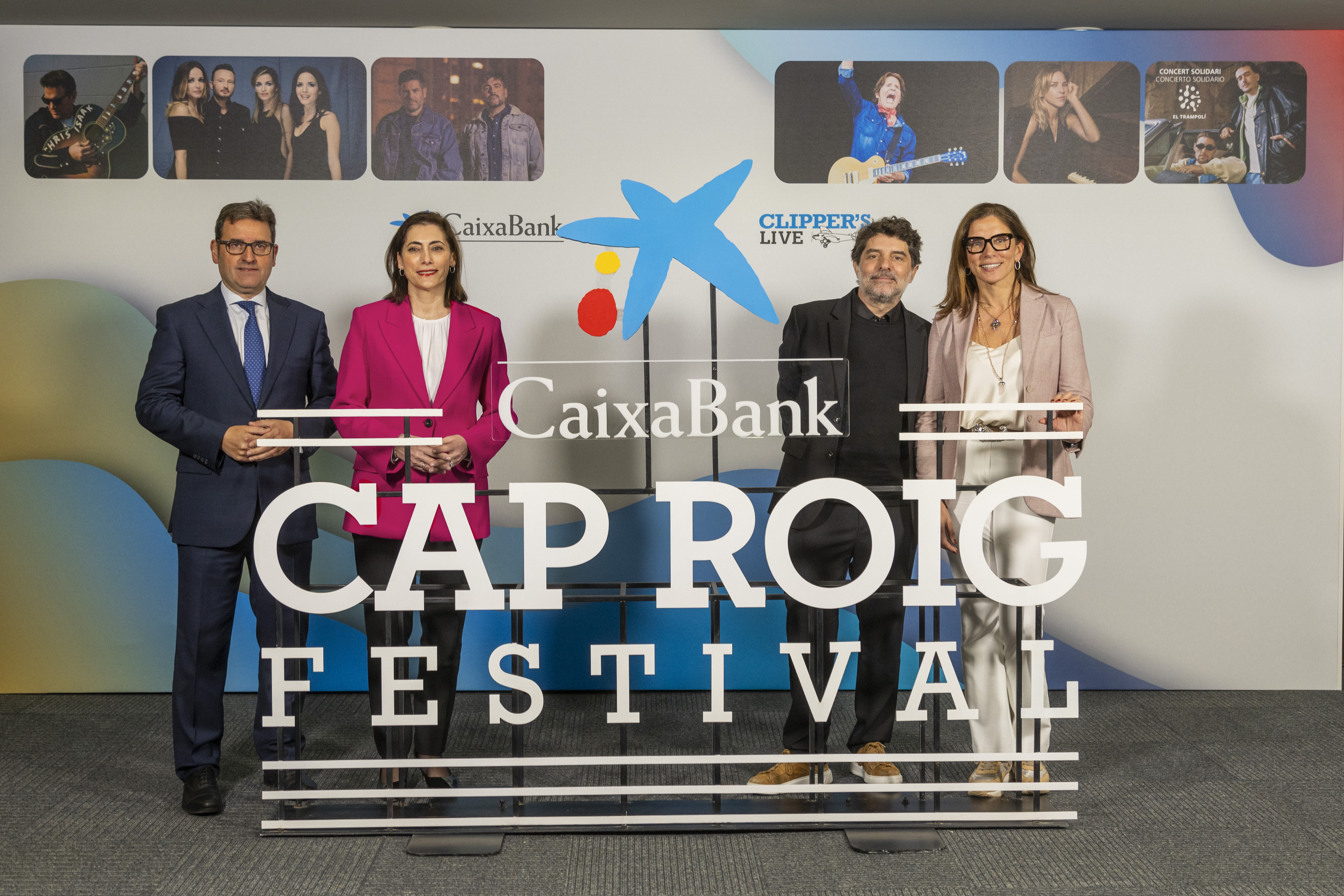 Josep María González, director territorial de CaixaBank en Cataluña; María Luisa Martínez Gistau, directora de Comunicación y Relaciones Institucionales de CaixaBank; Juli Guiu, presidente del Grupo Clipper’s y director del Cap Roig Festival; Maria Alsina, directora territorial de CaixaBank en Barcelona.
