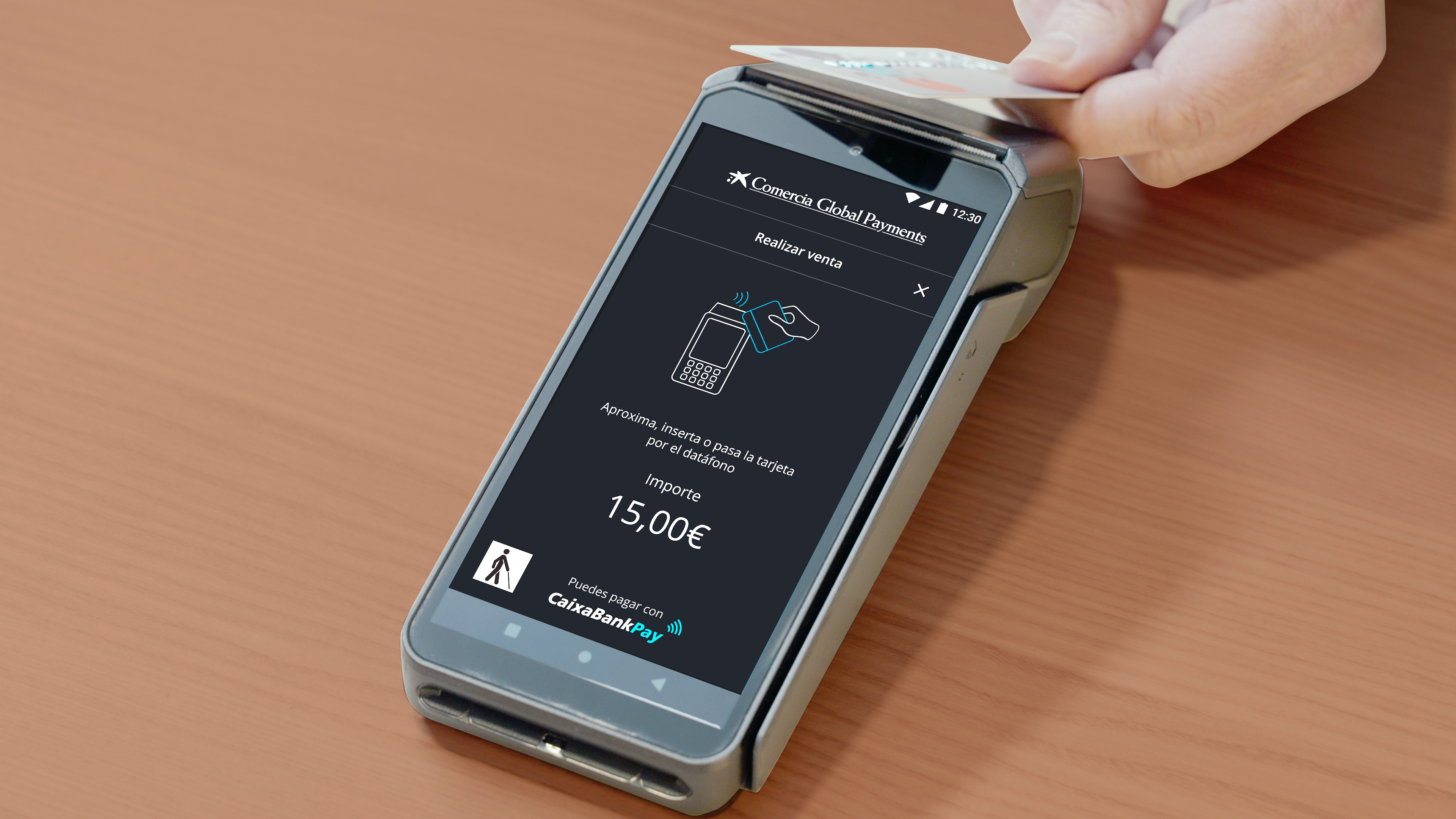 CaixaBank adapts its touchscreen POS terminals for the visually impaired.