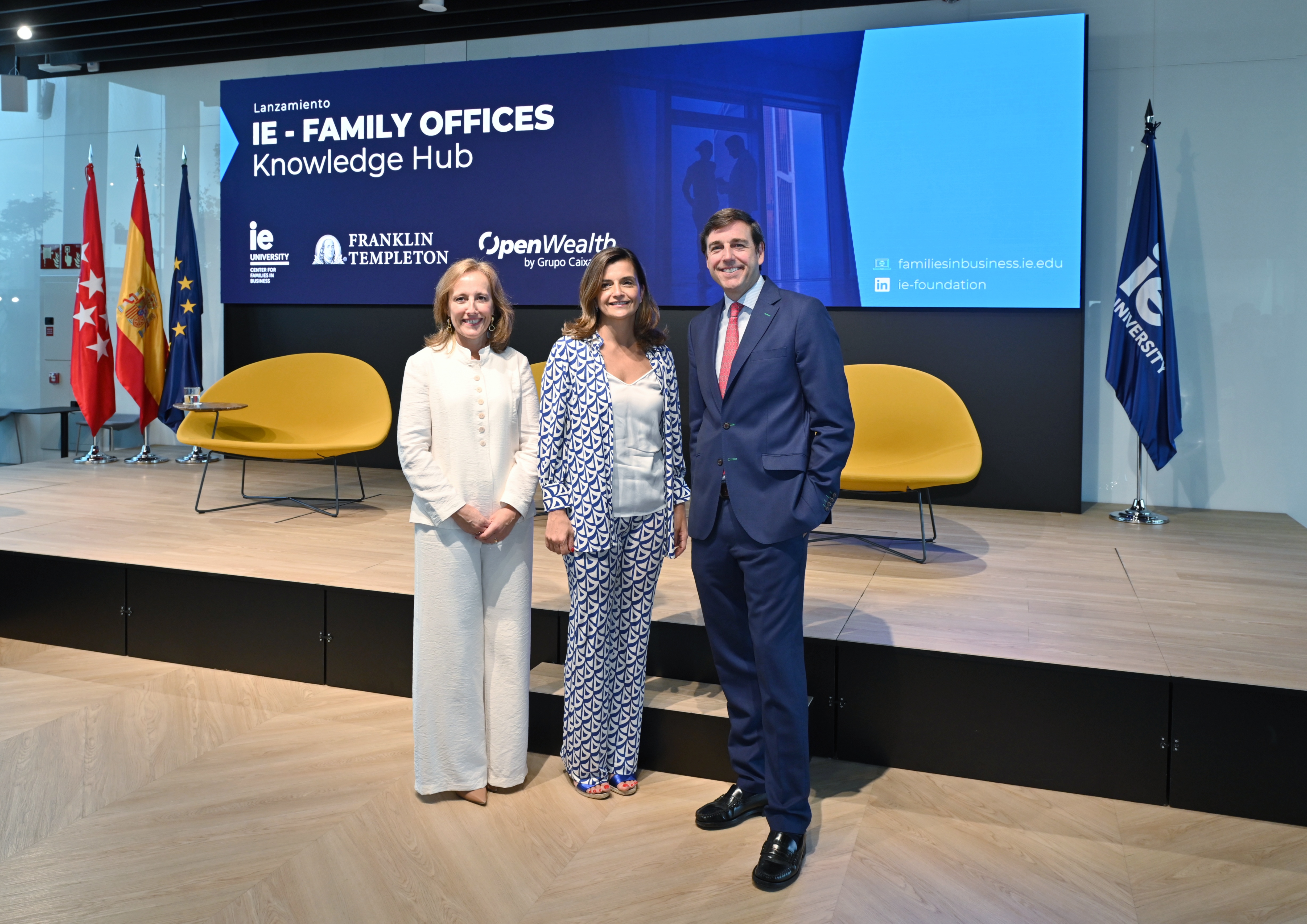 Marta Alonso Jiménez, OpenWealth (CaixaBank Group); Cristina Cruz, IE Center for Families in Business; and Javier Villegas, Franklin Templeton 