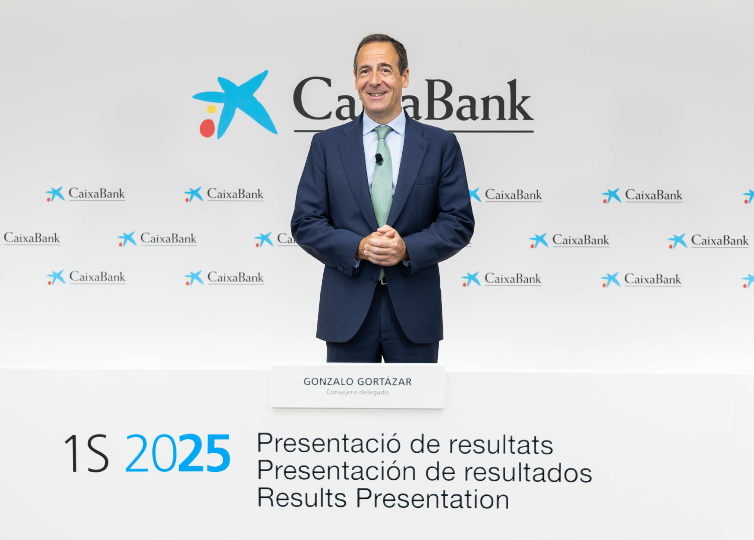 Gonzalo Gortázar, conseller delegat de CaixaBank, durant la presentació de resultats del primer semestre de 2025.