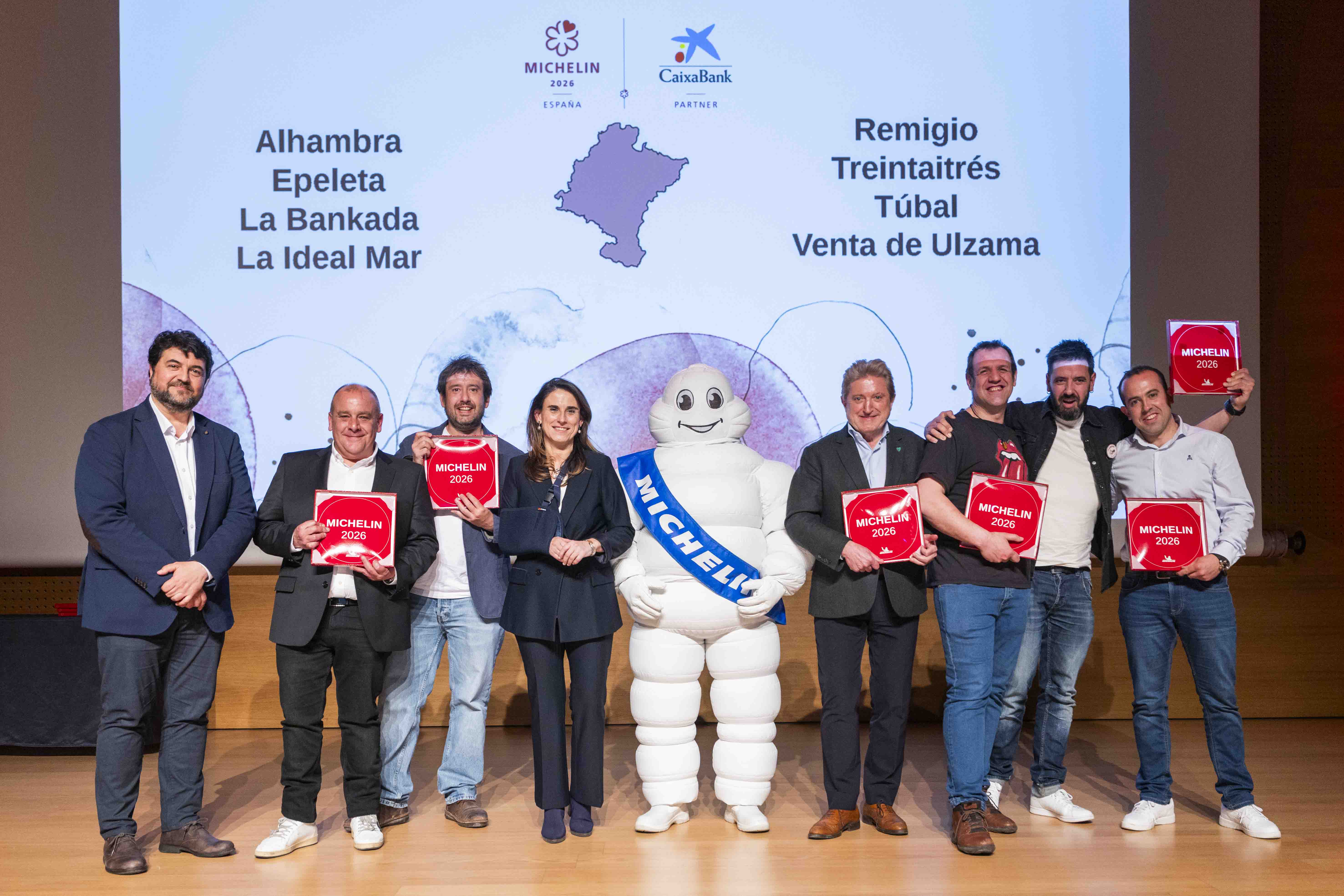 Miguel Pereda (Guía Michelin); Nicolás Ramírez (Túbal); Juan Salcedo (Remigio); Isabel Moreno (CaixaBank); Bibendum; Juan Mari Idoate (Alhambra); Xabier Villanueva (La Bankada); Aitor Díez de Ulzurrun (Venta de Ulzama).