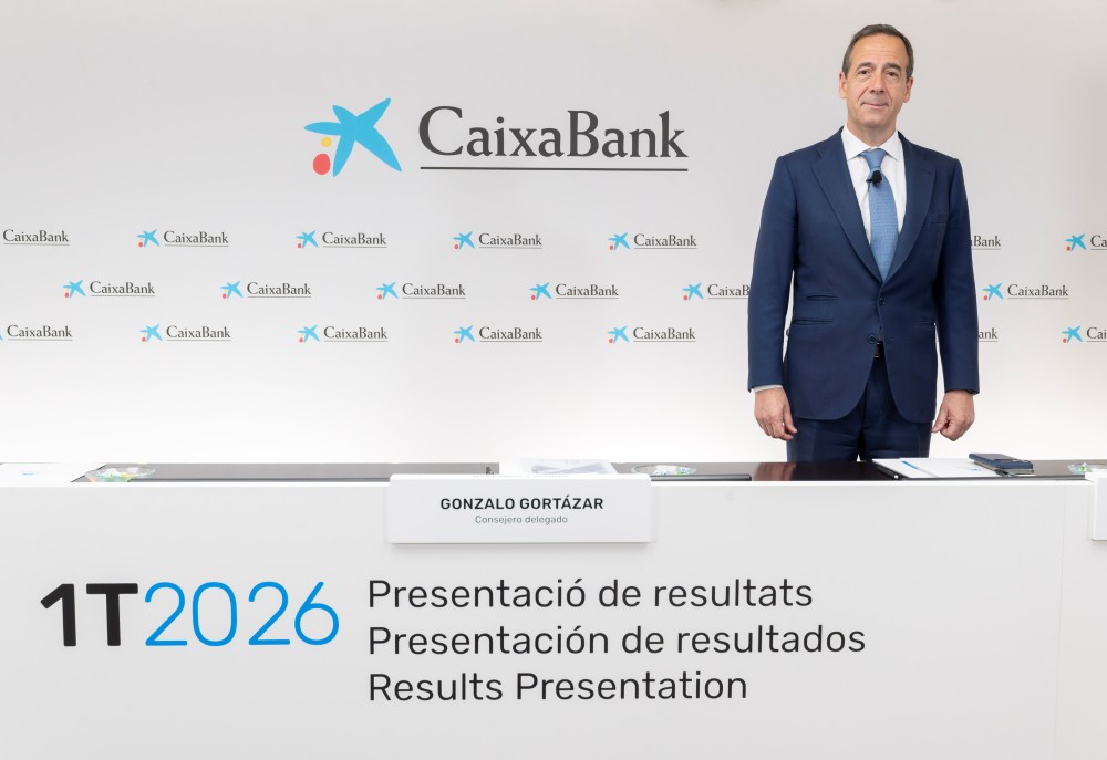 El consejero delegado de CaixaBank, Gonzalo Gortázar, durante la rueda de prensa de presentación de Resultados 1T 2026.
