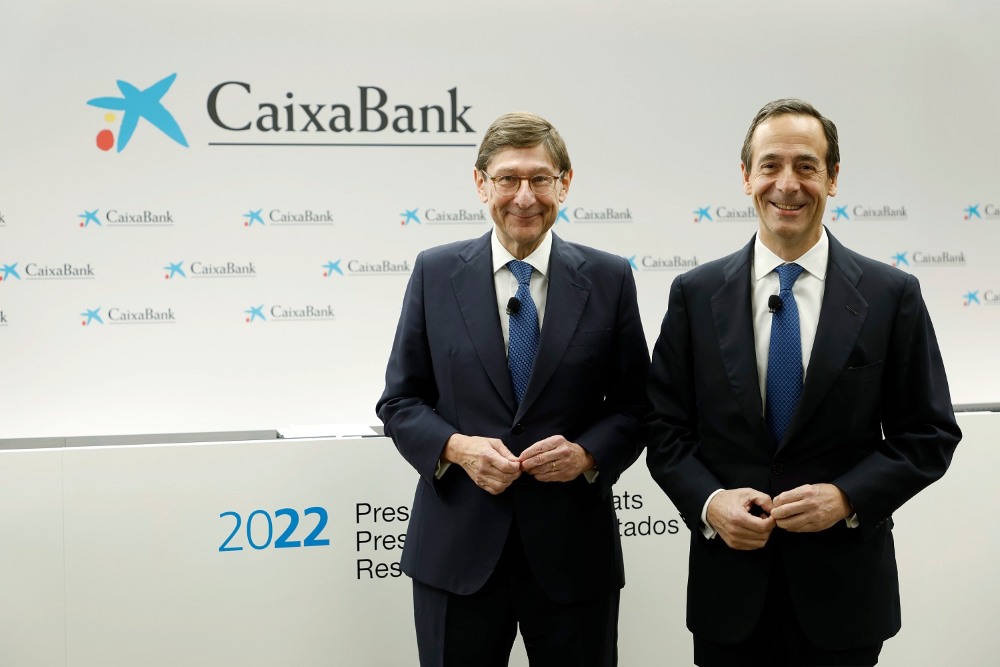 José Ignacio Goirigolzarri y Gonzalo Gortázar, presidente y consejero delegado de CaixaBank respectivamente.