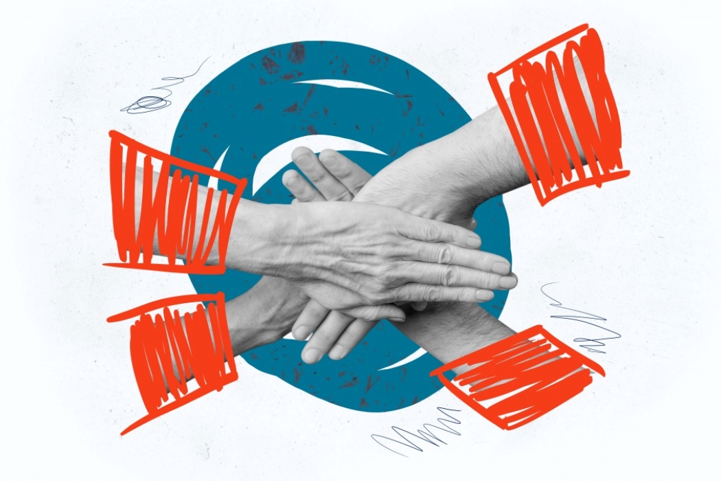 Collage d'unes mans que simbolitzen fortalesa