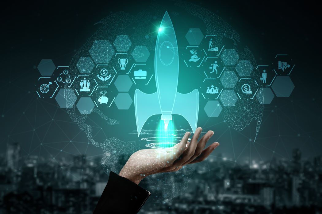 Ilustración del trabajo diario de una start-up. 