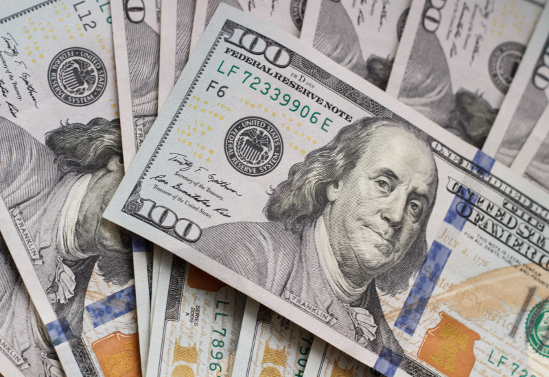 Billetes de dólar Conjunto de billetes de cien dólares americanos