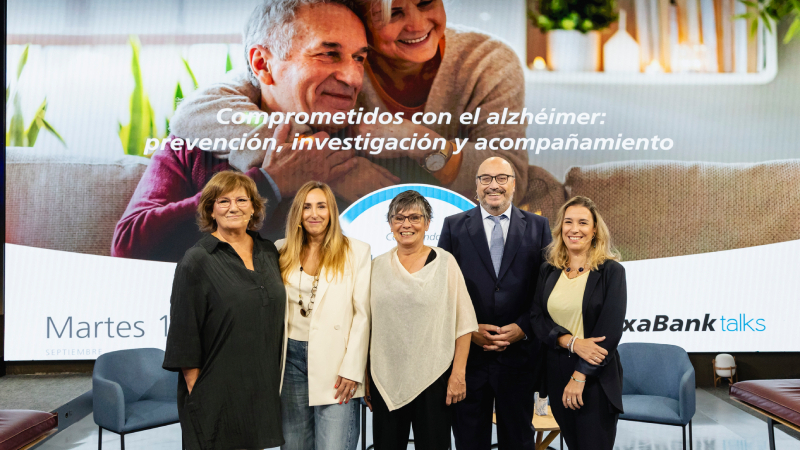 Imagen del encuentro CaixaBank Talks sobre el alzh&eacute;imer con los expertos que formaron parte del encuentro