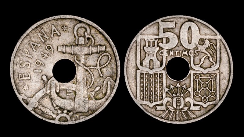 50 céntimos de peseta de 1949 Moneda de 50 céntimos de peseta de 1949
