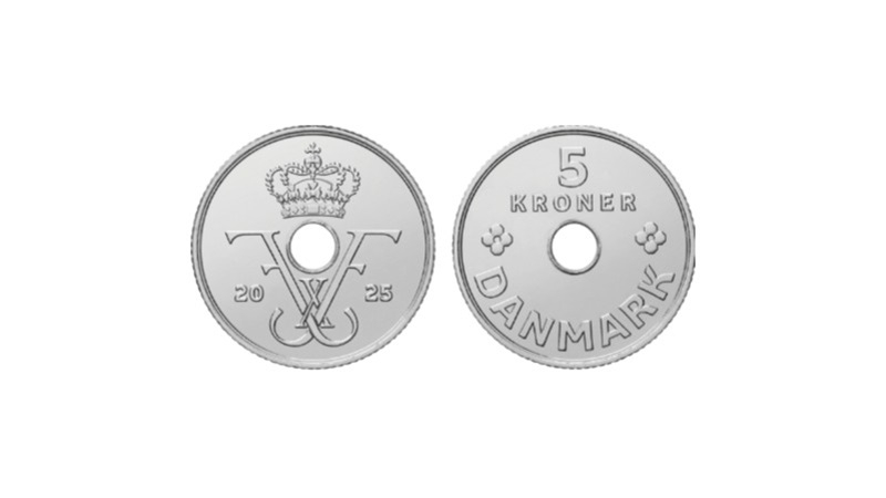 Anverso y reverso de moneda de 5 coronas Anverso y reverso de moneda de 5 coronas