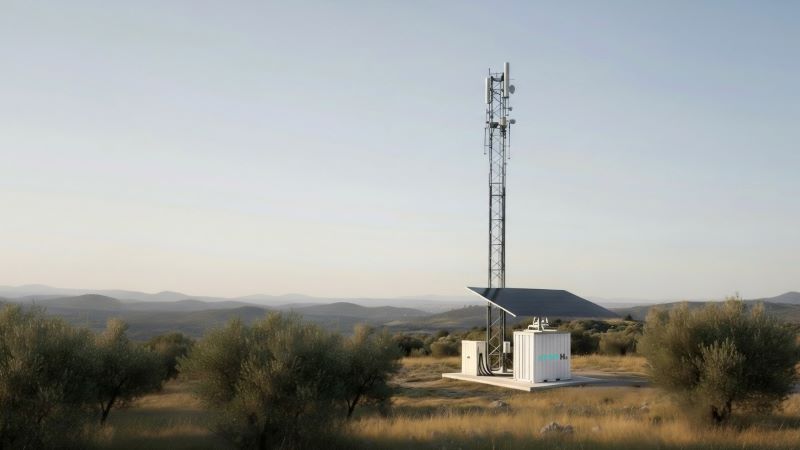 Tecnología que captura y almacena excedentes de energía renovable combinando energía solar, baterías de litio e hidrógeno en estado sólido Una de las tecnologías de ATOMH2 con una placa solar captura energía en mitad de un campo