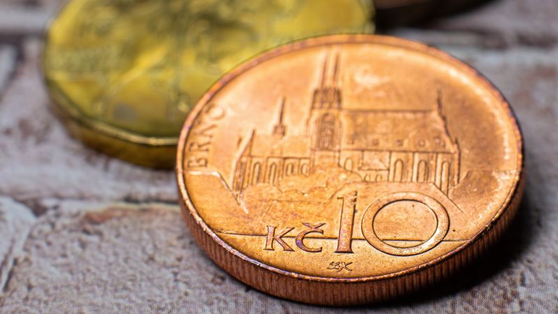 Fotograf&iacute;a de monedas y billetes de  Coronas checas